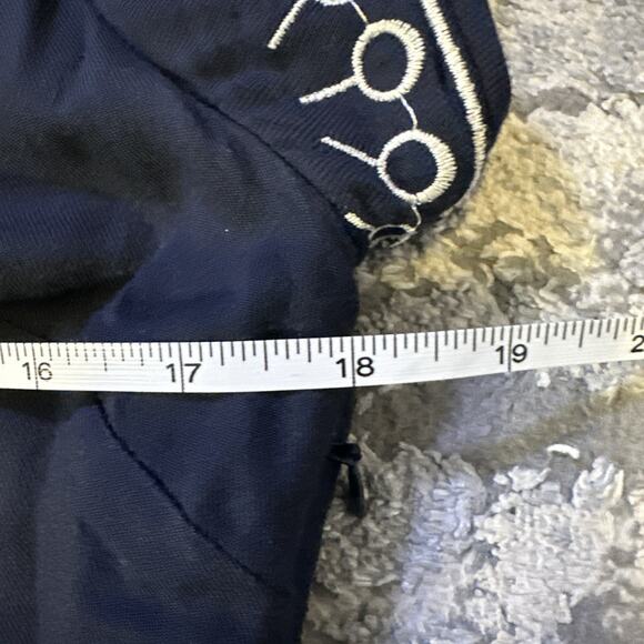 Boden Navy Blue White Embroidered Shift Dress Short Scalloped Sleeve Size 4 Long - Picture 9 of 11